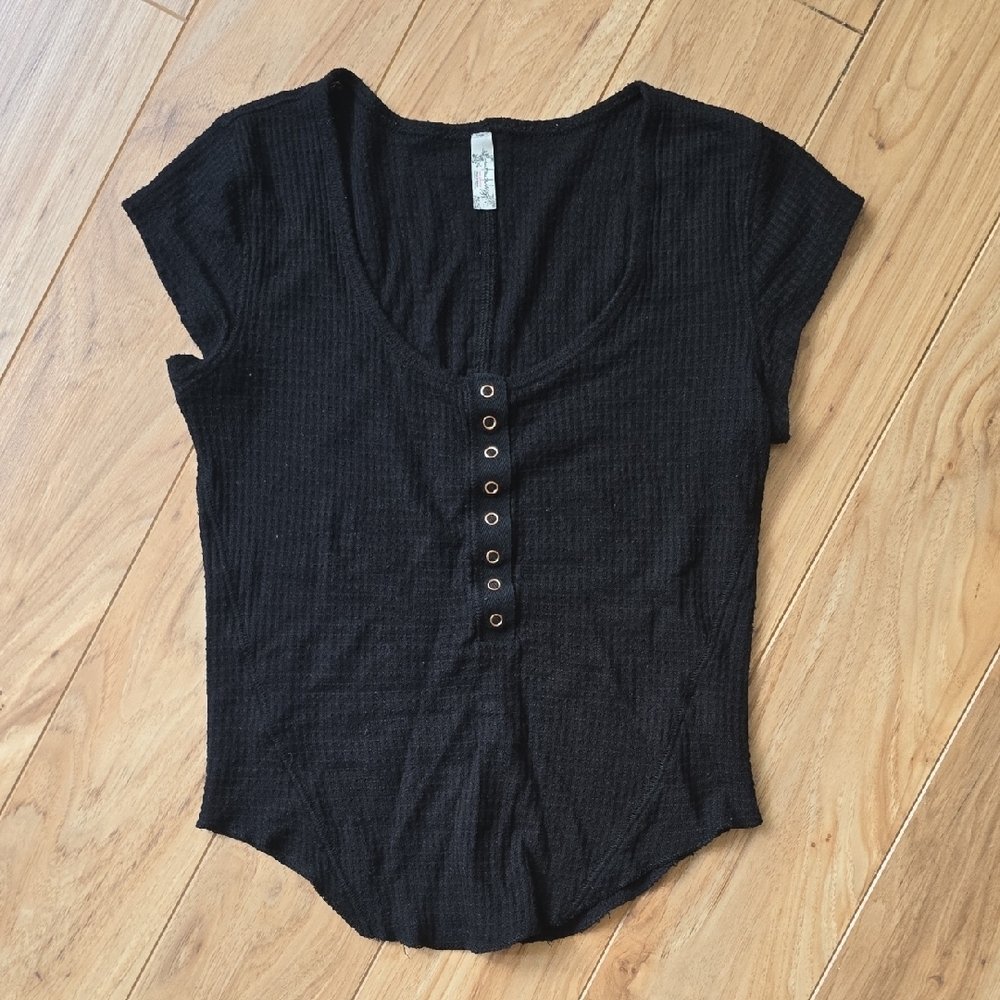 Free People Black Fitted Top